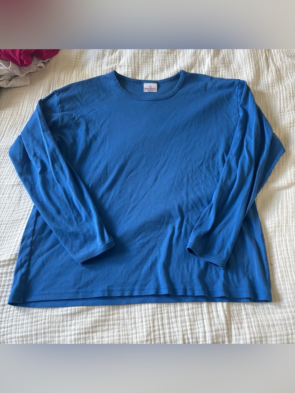 Hannah Anderson women’s size large cobalt blue long sleeve organic cotton shirt